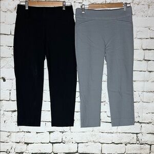 Pull-On Stretch Capri Pants - Black and Light Gray